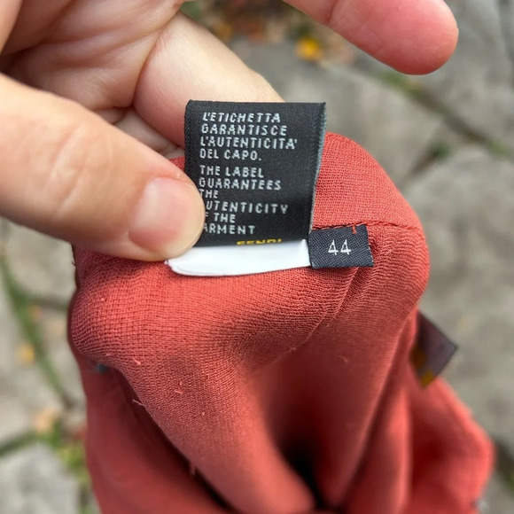 FENDI Orange Ruffle Front Silk Skirt, size 44 - Picture 9 of 12